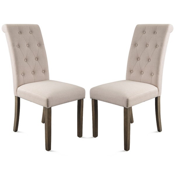 Elegant Solid Wood Tufted Dining Chair (Set of 2) - Overstock - 367188