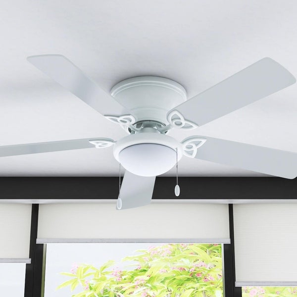 Prominence Home Benton Hugger Ceiling Fan, Low-Profile, LED Cased Whit