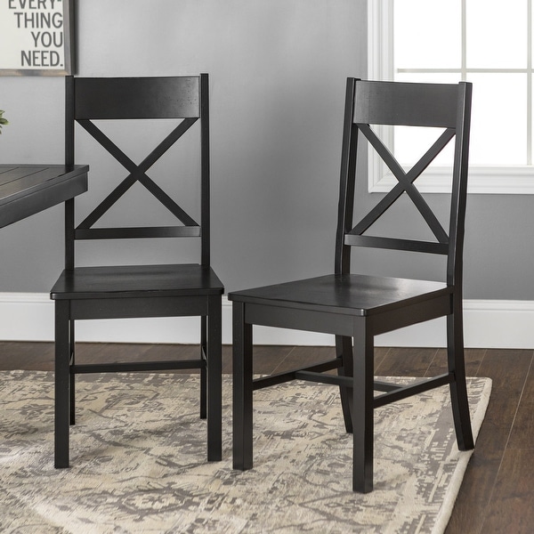 Traditional Wood Dining Chairs, Set of 2, Antique Black - Overstock -