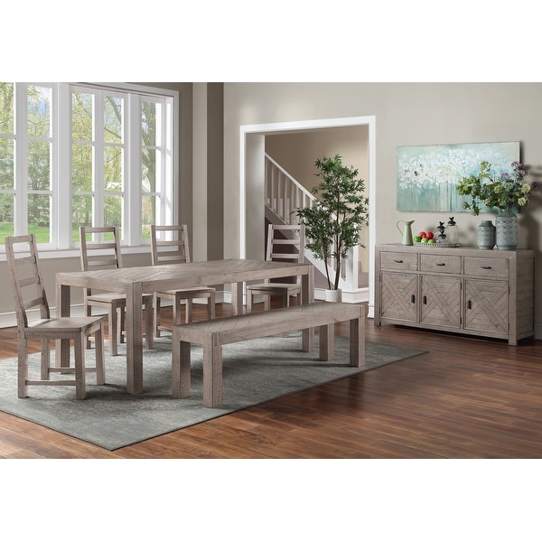 The Gray Barn Aubree Reclaimed Wood Weathered Gray Dining Bench - Over