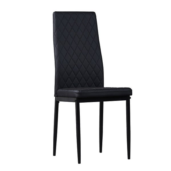 Dining Chair Leather Diamond Grid Pattern Home Conference Chair Set Of