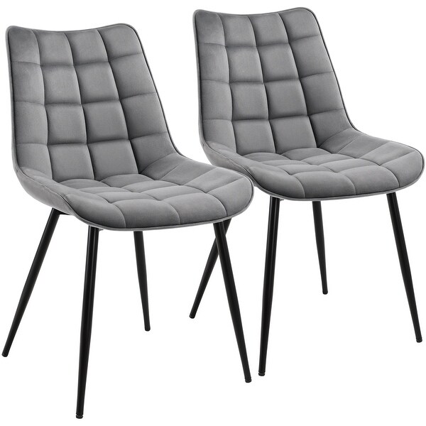 Modern Upholstered Dining Chairs for Living Room, Set of 2, Gray - Ove