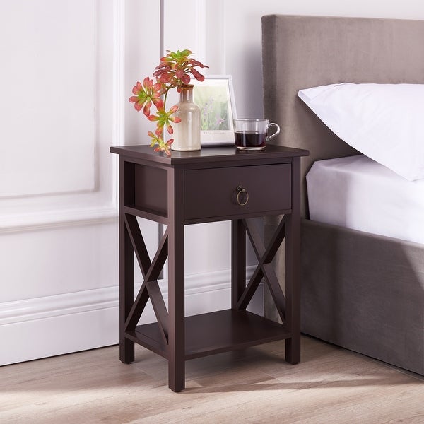 Alisa Bedside Table Set of 2 Night Stand Wooden End Tables Set of 2 Si