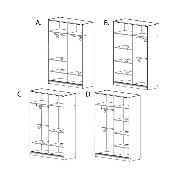 Coronado Modern Wooden Wardrobe - Armoire with Mirror - 59 Inch Wide -