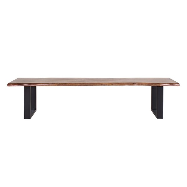 Jessore Handmade Live Edge Acacia Wood & Iron Dining Bench - Overstock