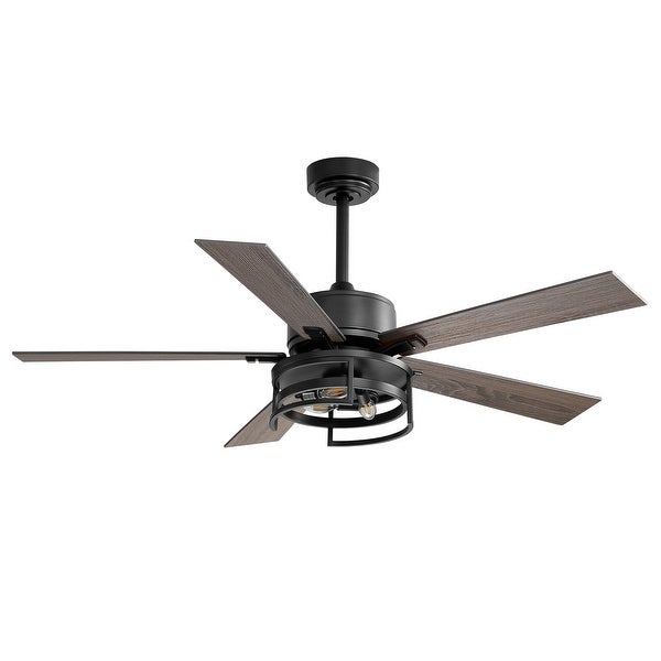 52 in. Indoor Black Ceiling Fan with Light Kit and Remote Control Incl