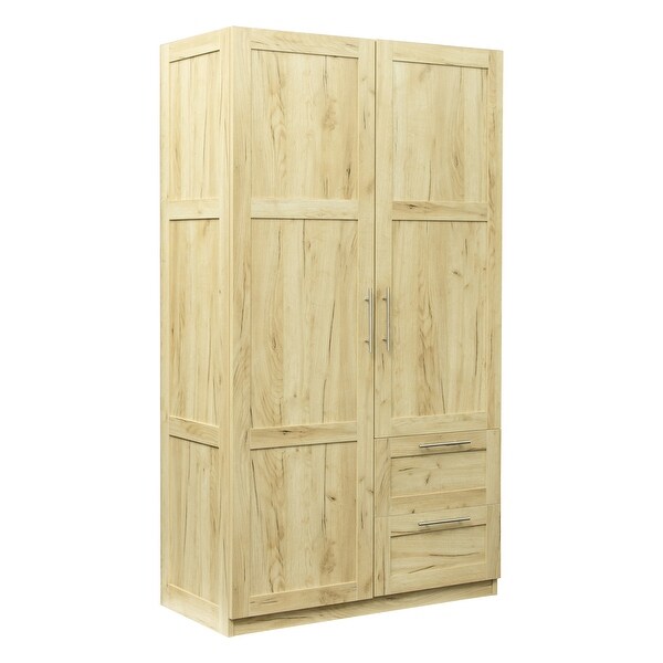 High wardrobe and kitchen cabinet with 2 doors, 2 drawers and 5 storag