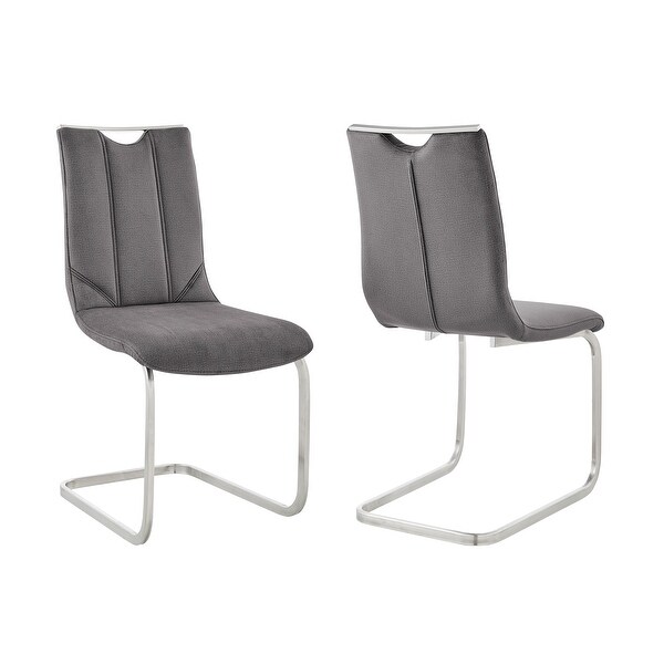 Pacific Modern Metal and Grey Upholstered Dining Chairs - Set of 2 - O