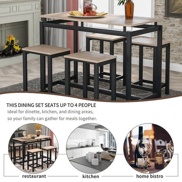 5 Piece Kitchen Counter Height Table Set Dining Table with 4 Chairs -