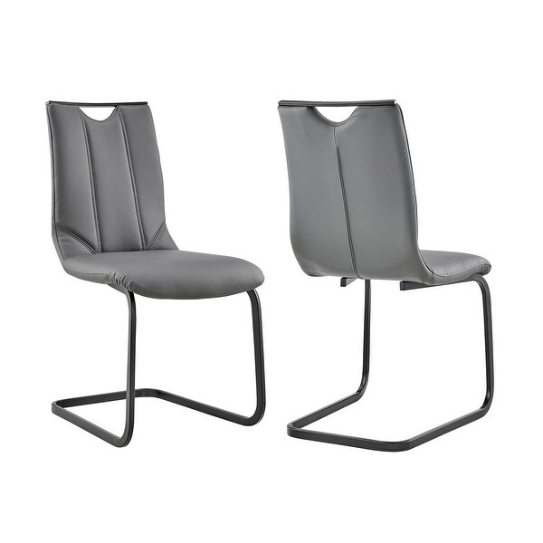 Pacific Modern Metal and Grey Upholstered Dining Chairs - Set of 2 - O