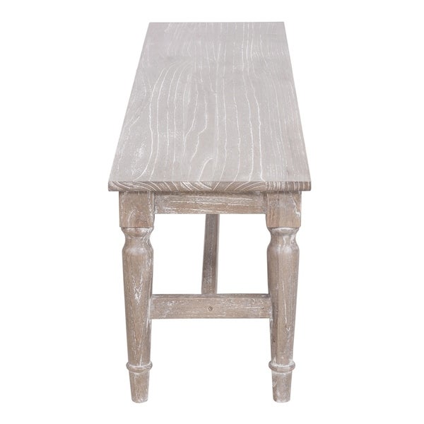 White Washed Mindi Wood Bench - Overstock - 30585288