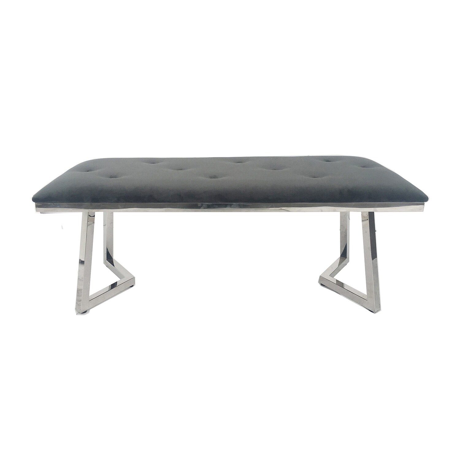 Velvet Dining Bench in Gray Finish - Overstock - 34935664