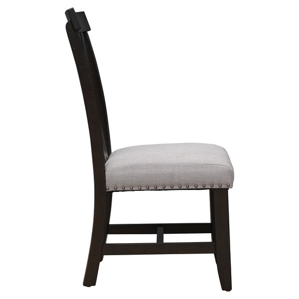 Upholstered Dining Chairs with Sliver Nails and Wood Legs, Set of 4 -