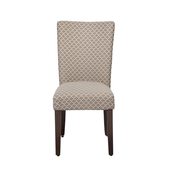 Quatrefoil Diamond Pattern Fabric Upholstered Chair with Wooden Legs,