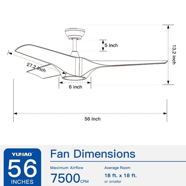 56 In.Intergrated LED Ceiling Fan with Wood Grain ABS Blade | Overstoc