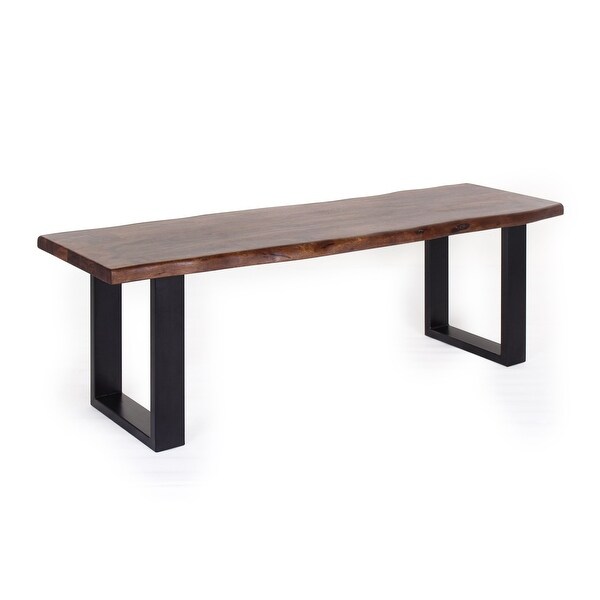 Jessore Handmade Live Edge Acacia Wood & Iron Dining Bench - Overstock