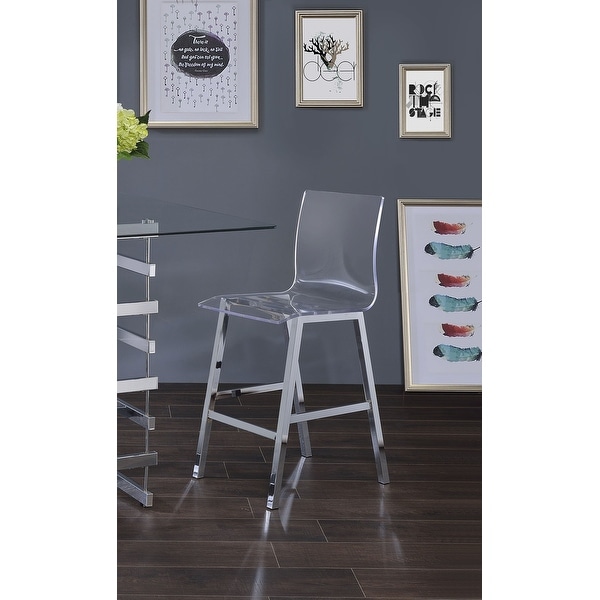 Set of 2 Counter Height Chairs, Clear Acrylic and Chrome - Overstock -