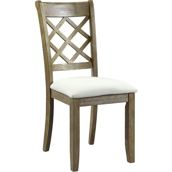 ACME Karsen Side Chair in Beige Linen & Rustic Oak Finish - Overstock