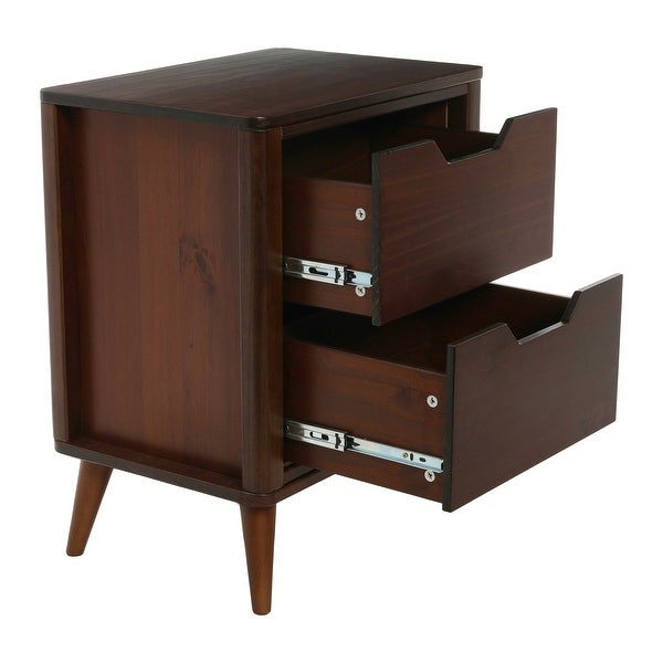 Solid Wood Nightstand with 2 Storage Drawers - - 37176442