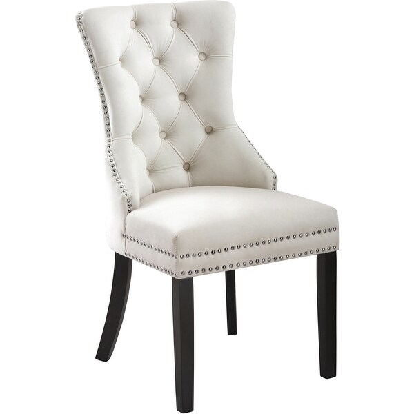 Nikki Cream Velvet Dining Chair (Set of 2) - Overstock - 36297137