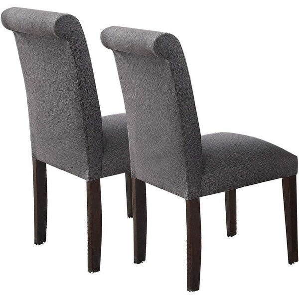 Transitional Blue Grey Polyfiber Chairs Dining Seating Set of 2 chairs