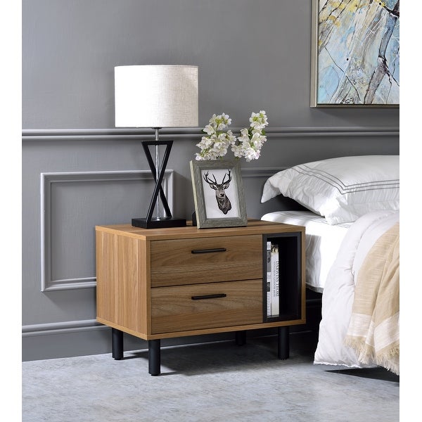 Brown Wood Accent Table 2-drawer Nightstand - - 36574444