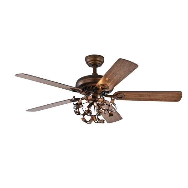 Paz Satin Bronze 52-Inch 5-Blade Lighted Ceiling Fan | Overstock.com S