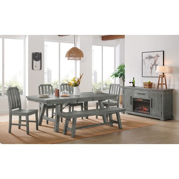 Beach House 66 Solid Wood Dove Grey Dining Bench - Overstock - 3635607