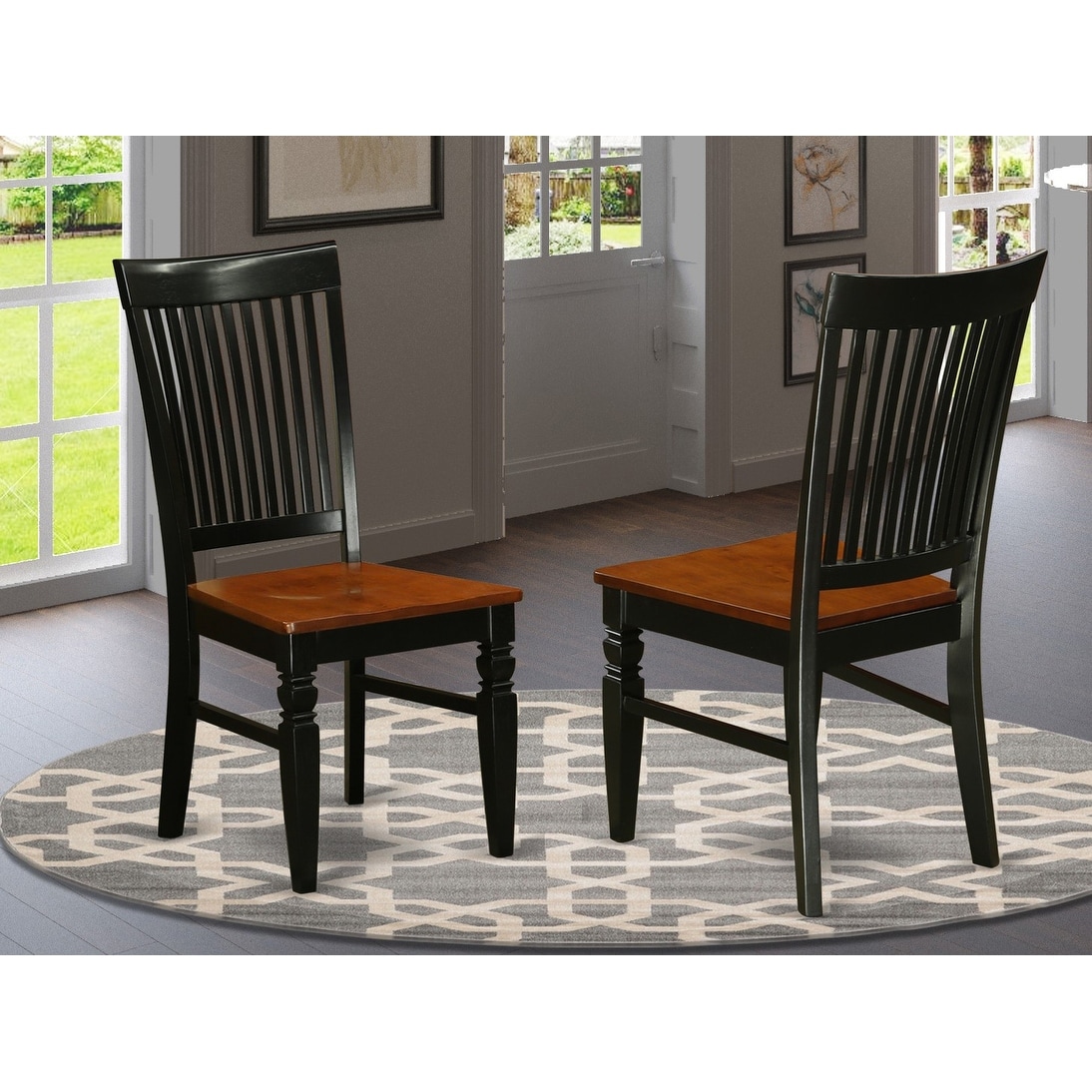 East West Furniture - Set of 2 Dining Room Chairs - Wooden Seat and Sl