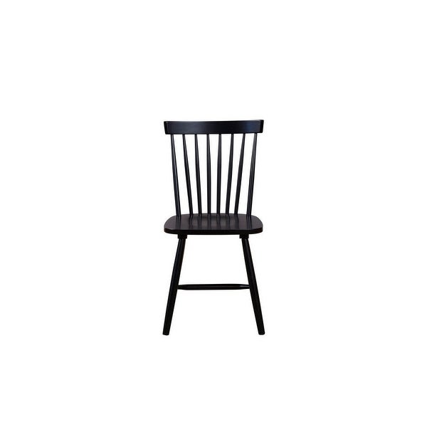 Ray 18 Inch Dining Side Chair, Rubberwood, Windsor Back, Set of 2, Bla