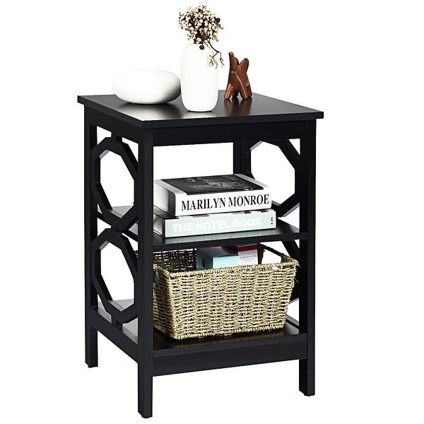 Costway 3-tier Nightstand Sofa Side End Accent Table Storage Display -