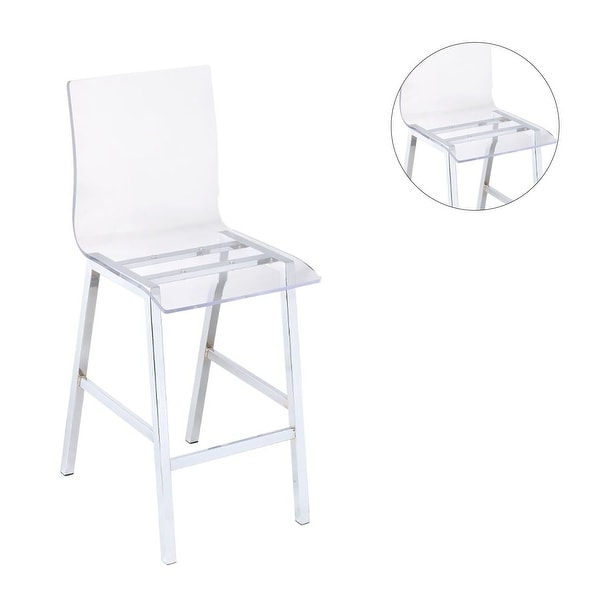 Set of 2 Counter Height Chairs, Clear Acrylic and Chrome - Overstock -