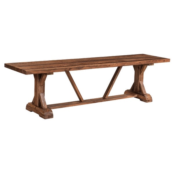 Carson Extotic Solid Sheesham Wood Dining Bench with Trestle Base and