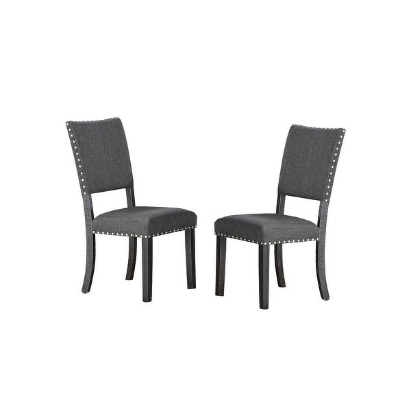 Set of 2 Upholstered Fabric Dining Chairs wiht Sturdy Wooden Frame - O