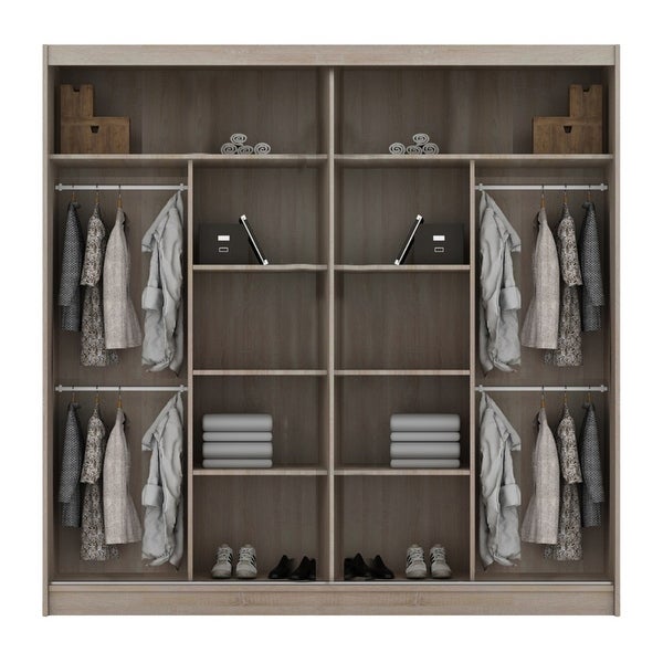 Manchester Modern Wooden Wardrobe - Armoire with Mirror - 80 Inch Wide