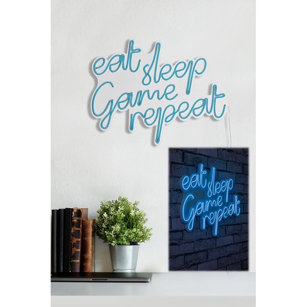 20.1 Novelty Eat Sleep Game Repeat Led Neon Sign Wall Décor - 0.8