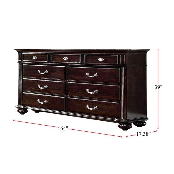 9 Drawers Wooden Dresser, Dark Walnut - - 34443252