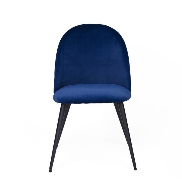 Dining Chair, Blue Velvet, Metal Black legs, Set of 2 Side Chairs - Ov