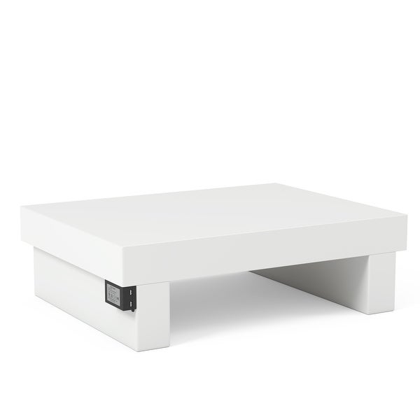 Strick & Bolton Ballingham Gloss White Low Profile USB Nightstand - -