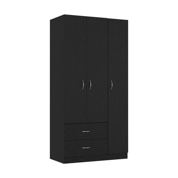 Bosko 3 Doors Armoire, 2 Drawers, 4 Shelves, Metal Rod - - 34518435