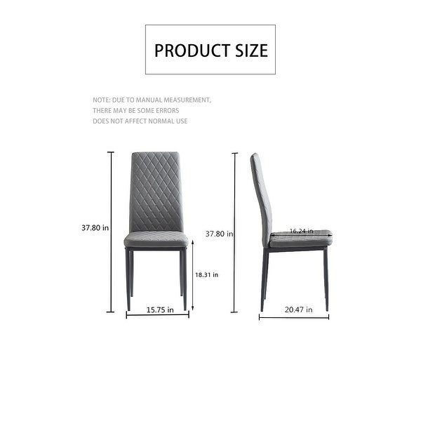 Dining Chair Leather Diamond Grid Pattern Home Conference Chair Set Of