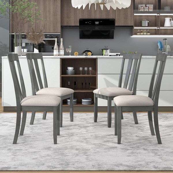 Set of 4 Dining Chairs Soft Fabric Dining Room Chairs with Seat Cushio