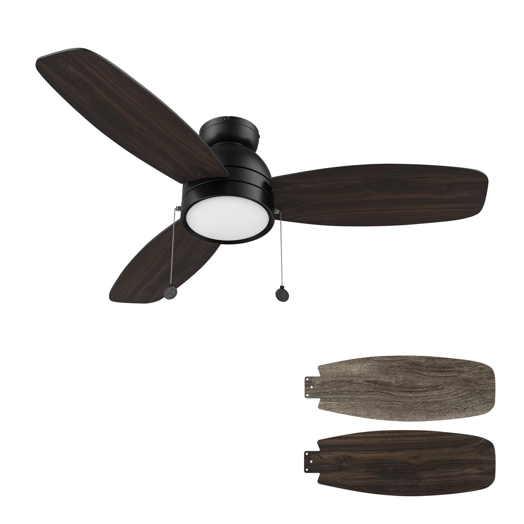 Reed 48-inch Indoor Ceiling Fan with Pull Chain,Dimmable LED Light Kit