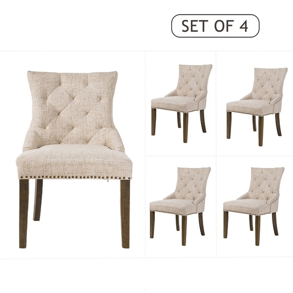 Dining Chair with Armrest,Nailhead Trim and Diamond Shaped Back Tuftin