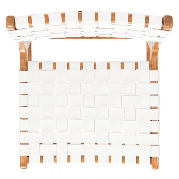 SAFAVIEH Taika White Woven Leather Dining Chair - Overstock - 26517461