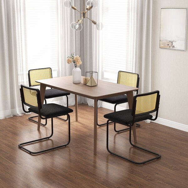 Costway Dining Chairs Set Rattan Upholstered Dining Chairs with Cane -