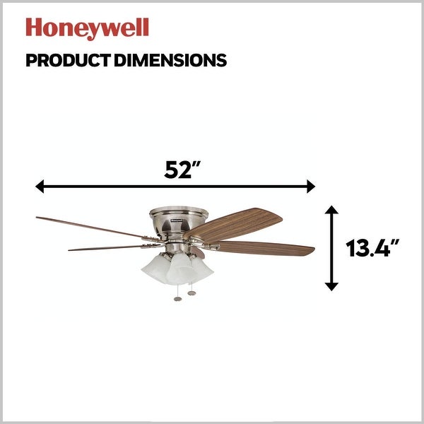 Honeywell Glen Alden Brushed Nickel Hugger Ceiling Fan with 4 Light -