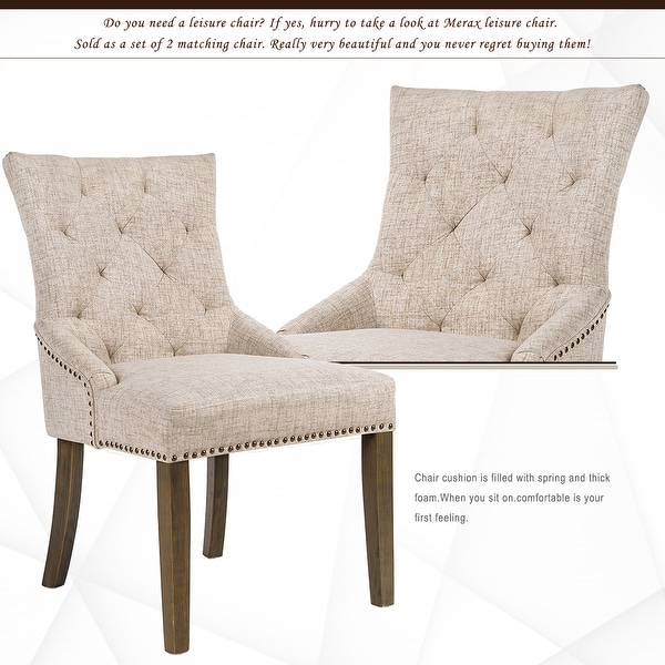 Dining Chair with Armrest,Nailhead Trim and Diamond Shaped Back Tuftin