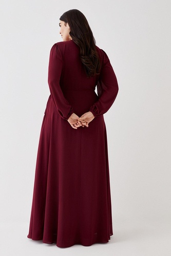 Plus Size Hem Sweep Maxi Wrap Dress