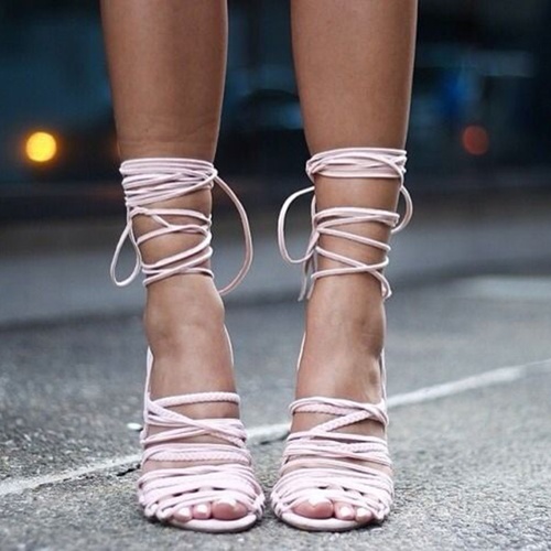 Stiletto Heel Open Toe Lace Up Cross Strap Sandals